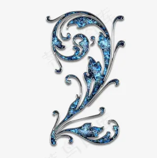 蓝色唯美装饰阿拉伯数字2