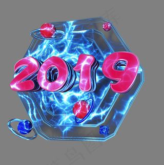 2019科技风c4d电商艺术字,免抠元素艺术字