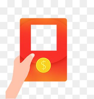 新年红色矢量通用手拿红包二维码,免抠元素