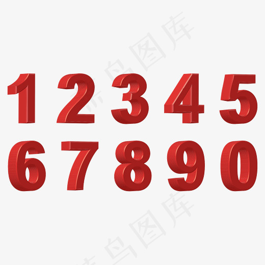 红色质感3D立体创意艺术数字