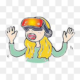 卡通观看VR视频的小女孩,免抠元素