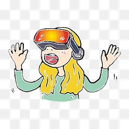 卡通观看VR视频的小女孩,免抠元素(3508*2480px)ai矢量模版下载