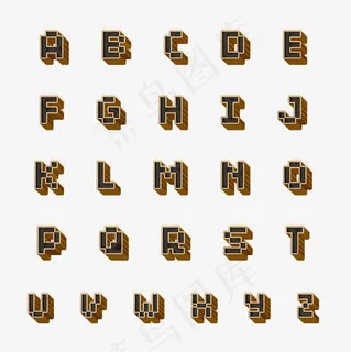 创意立体英文26字母设计菜鸟图库