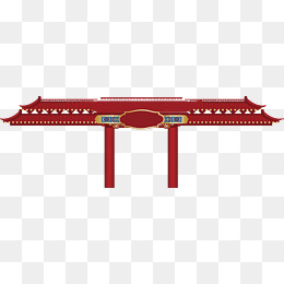 春节红色建筑屋檐,免抠元素