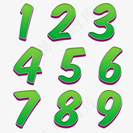 艺术绿色立体123456789数字创意菜鸟图库