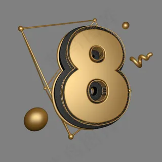 黑金色立体炫酷黑金风格周年庆倒计8