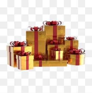 金色礼盒上的花朵,免抠元素