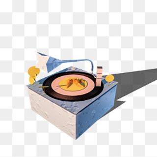 复古日系风格小清新奇幻留声机c4d,免抠元素