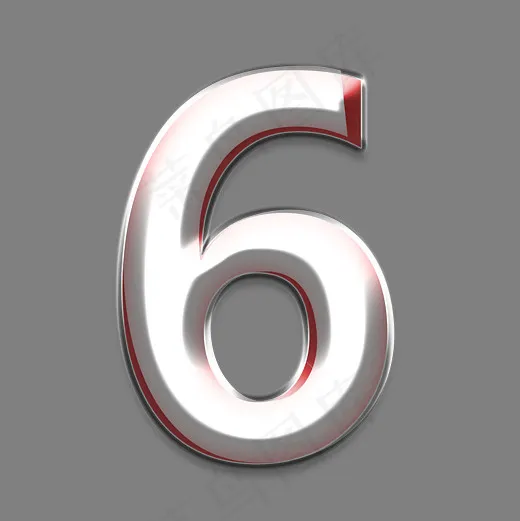 立体重叠白色红色数字6(3000*3000px)psd模版下载