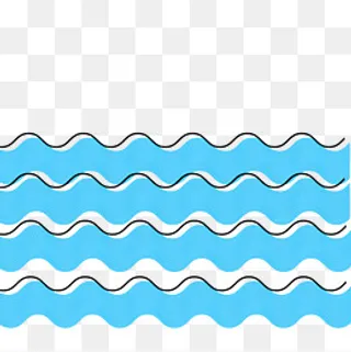 蓝色手绘通用波浪线装饰