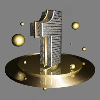 倒计时数字1金属C4D艺术字