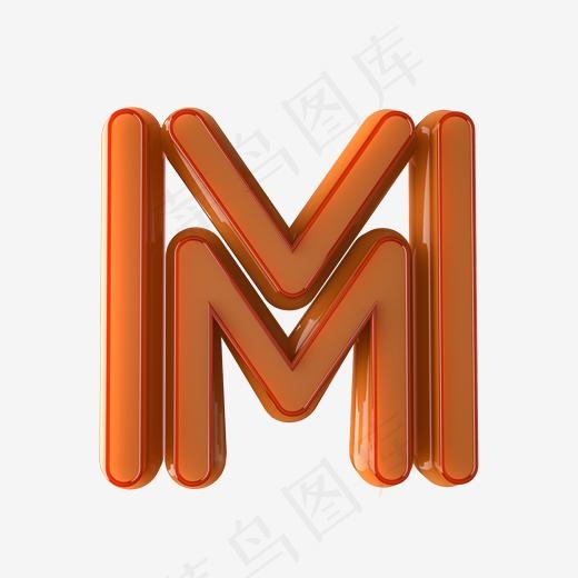 3D创意英文字母玉石效果M