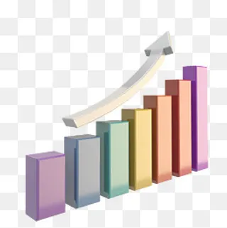 彩色柱状图上升,免抠元素