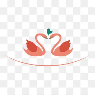 国际亲吻日天鹅亲吻手绘,免抠元素