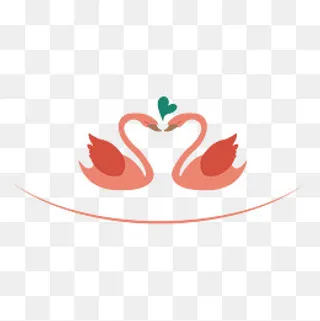 国际亲吻日天鹅亲吻手绘,免抠元素