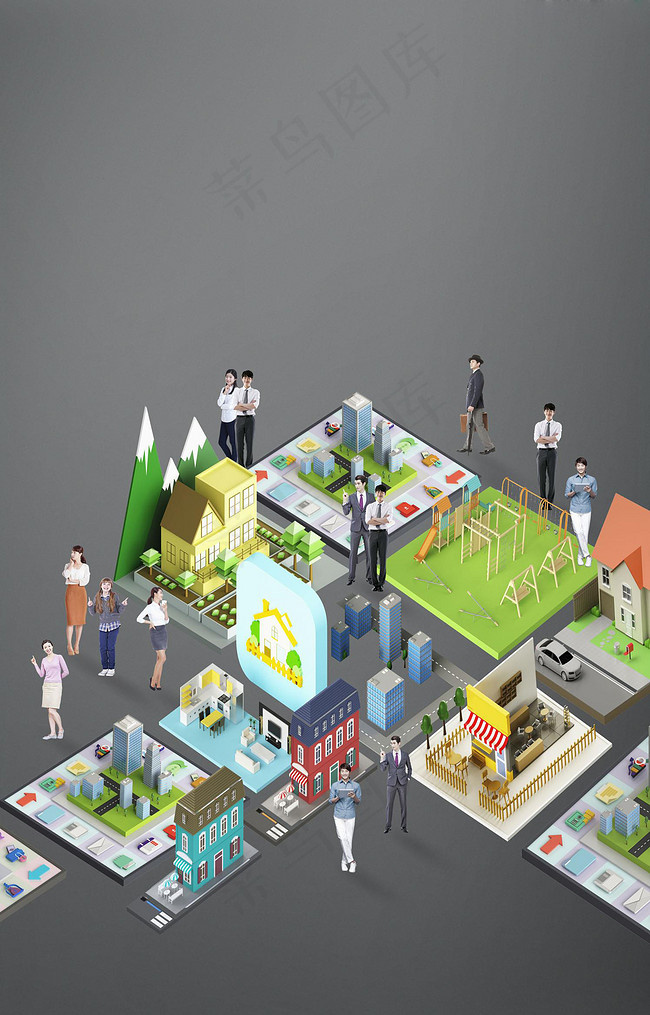 手绘商场购物3D平面广告背景图片素材,背景元素