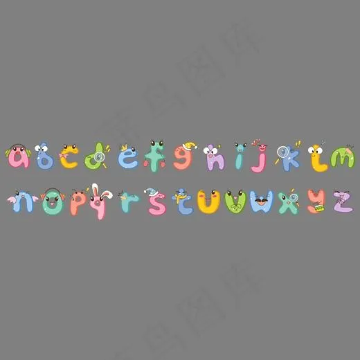彩色卡通可爱人物创意艺术字母,免抠元素艺术字(2480*922px)ai矢量模版下载