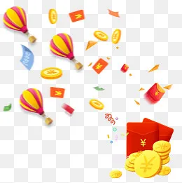 金黄色金币红包元素,免抠元素(2000*2000px)psd模版下载