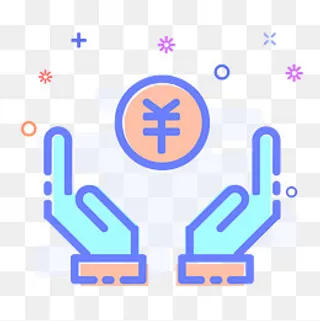 卡通蓝色双手握钱图标免扣图,免抠元素