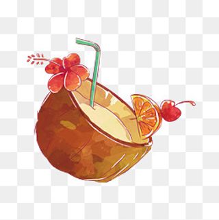 夏天卡通椰子汁清凉矢量图,免抠元素