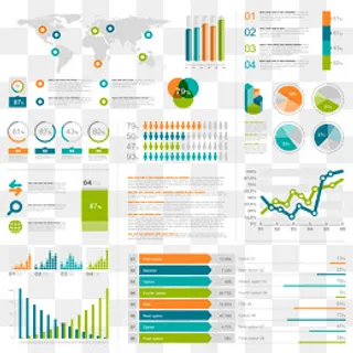 扁平科技业绩结构素材集合矢量,免抠元素