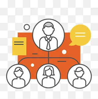 彩色手绘组织架构元素,免抠元素