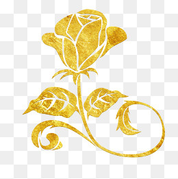 中国风传统烫金鲜花花纹装饰图之,免抠元素