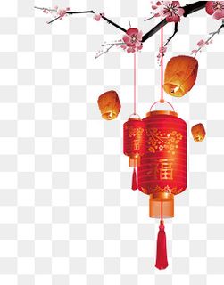 春节红梅灯笼psd分层图,免抠元素