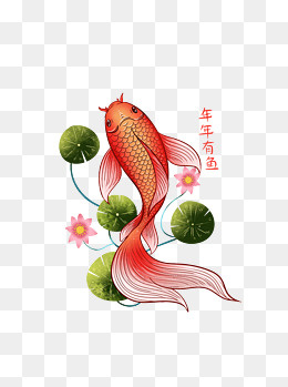 2019手绘春节锦鲤,免抠元素(1024*1369px)psd模版下载