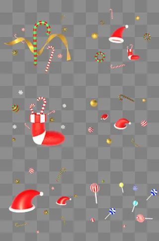 圣诞节C4D立体圣诞漂浮素材合集,免抠元素