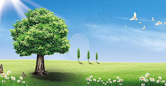 清新空气绿色自然背景图片素材,背景元素