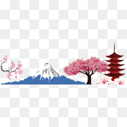 卡通手绘日本富士山旅行(850*282px)psd模版下载