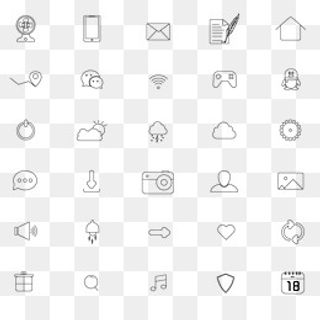常用ui线性图标30个简约图标,免抠元素