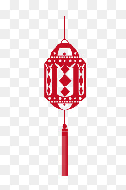 红色的剪纸灯笼插画