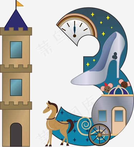 卡通数字13,免抠元素艺术字