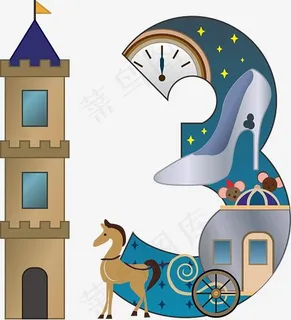 卡通数字13,免抠元素艺术字