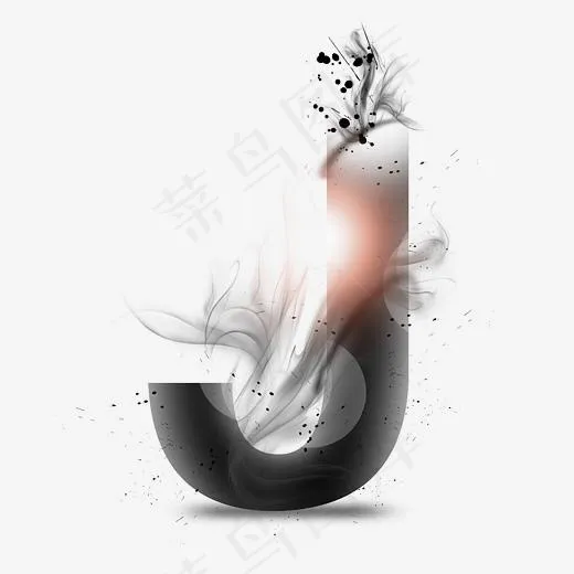 透明水墨艺术字母J(3000*3000px)psd模版下载