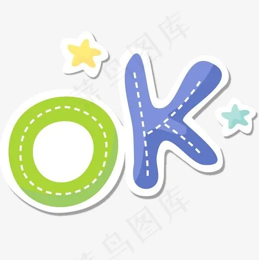 卡通手绘ok字体设计,免抠元素艺术字(1800*1800px)ai矢量模版下载