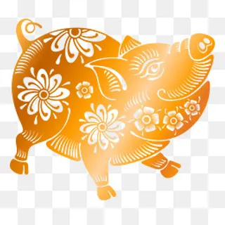 2019年猪年剪纸猪矢量图,免抠元素