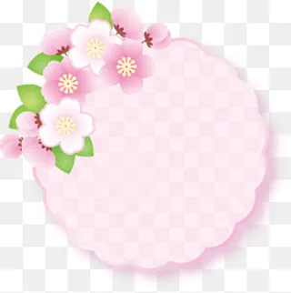 粉色美丽花朵圆形标签