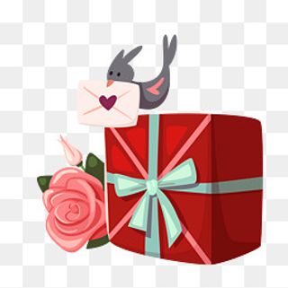 亲吻情人节玫瑰花礼盒,免抠元素