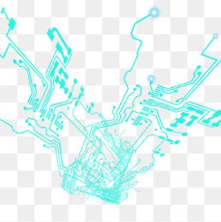 蓝色科技电路板元素,免抠元素