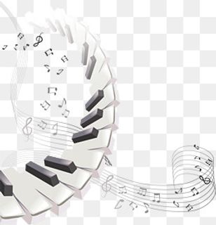 矢量白色钢琴曲子,免抠元素