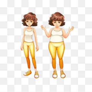 女孩子胖瘦对比,免抠元素