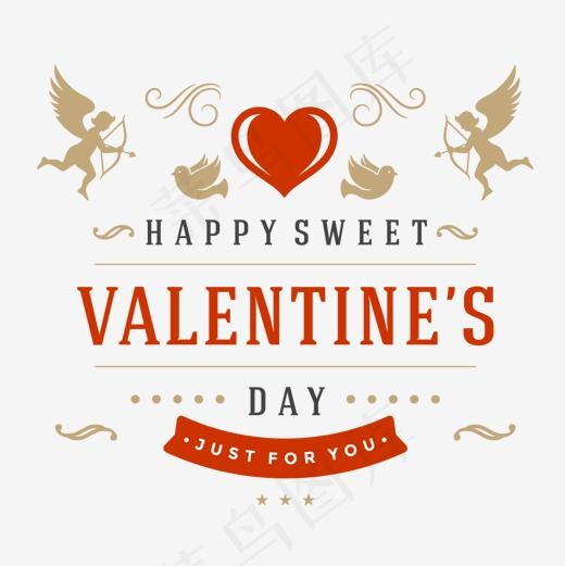 情人节英文字母排版样式卡通插画