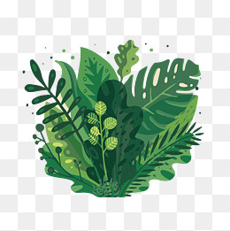 手绘扁平多色多造型植物矢量免抠,免抠元素