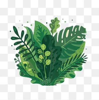 手绘扁平多色多造型植物矢量免抠,免抠元素