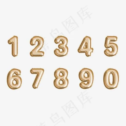 金色3D立体气球创意艺术数字,免抠元素艺术字(2316*1228px)ai矢量模版下载