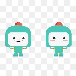按钮机器人可爱卡通,免抠元素(2702*2169px)ai矢量模版下载