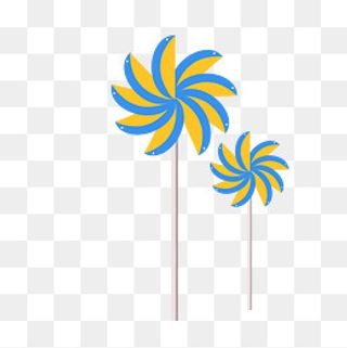 手绘卡通风车png素材,免抠元素